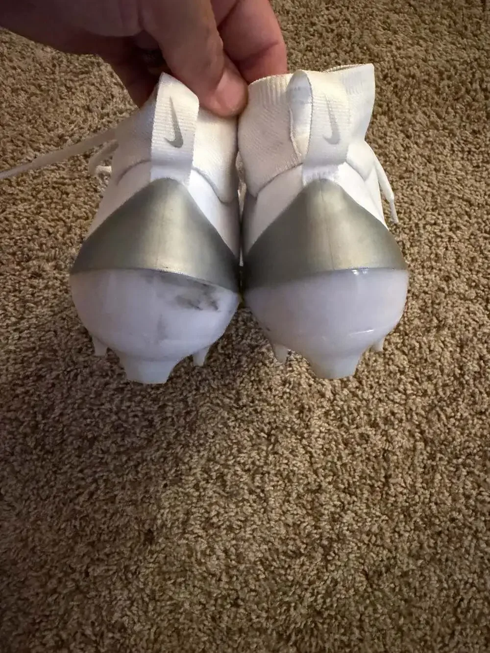 Nike Air Zoom Vapor Pro 1 Football Cleats White/Metallic Silver